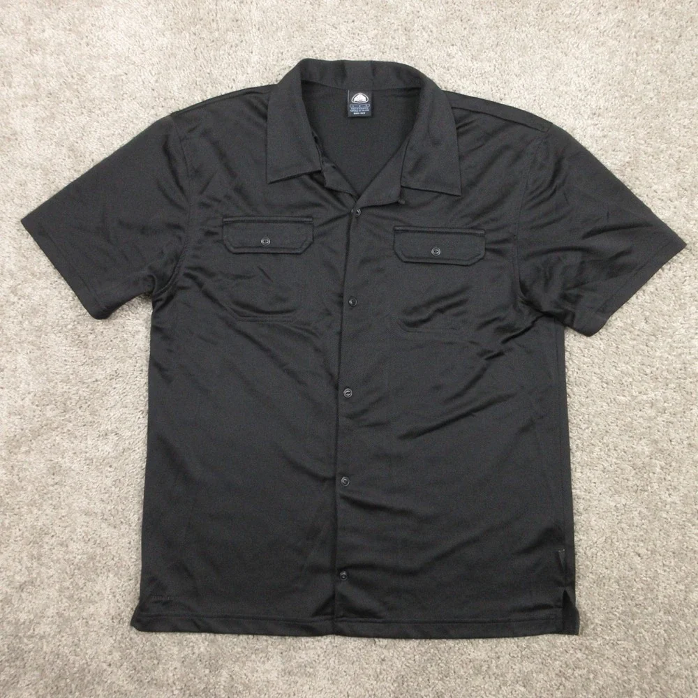 Nike ACG Shirt Mens Large Black Camp Loop Collar Two Pocket Outdoor Button Up